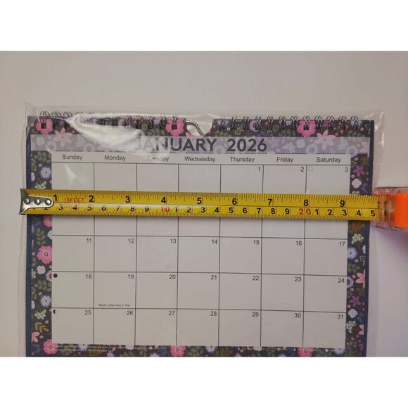 JOT 2026 Spiral Wall Calendar W/ Notes & Shopping List Notepad Purple Floral NEW - Picture 4 of 11
